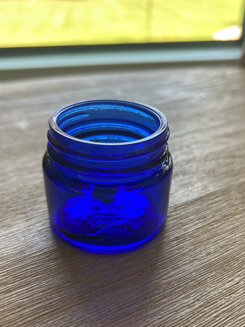 Antique Cobalt Blue Glass Noxzema Jar - no lid - Small Jewelry Storage - Picture 5 of 9